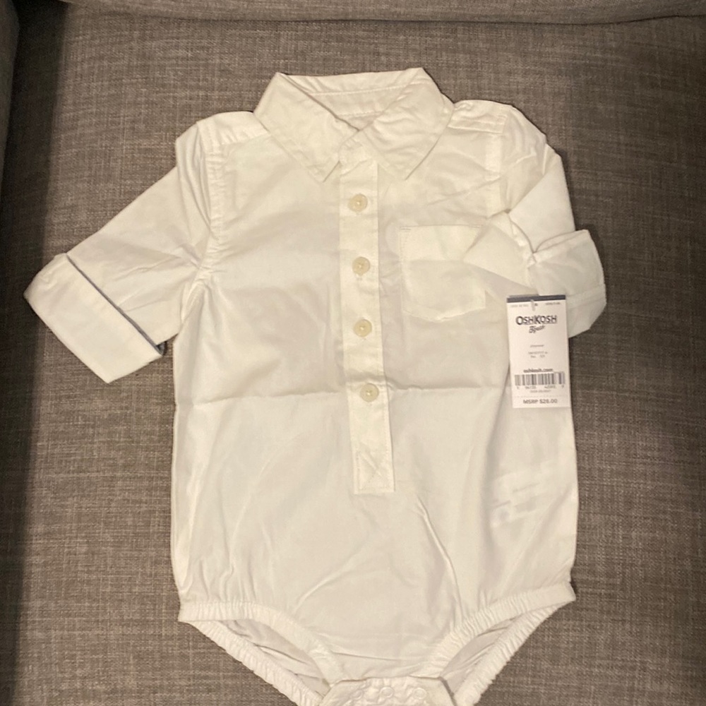 Baby B’gosh boys 9m white collar shirt onesies